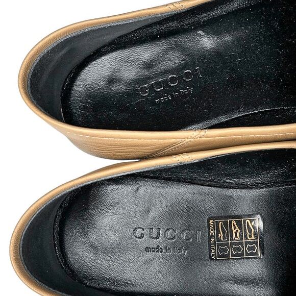 Gucci Brixton Horsebit Loafers EU 35.5 US 5.5 Wheat Beige Leather Slip On Flats - Picture 7 of 10